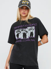 Gimme More Oversized Graphic Top Washed Black