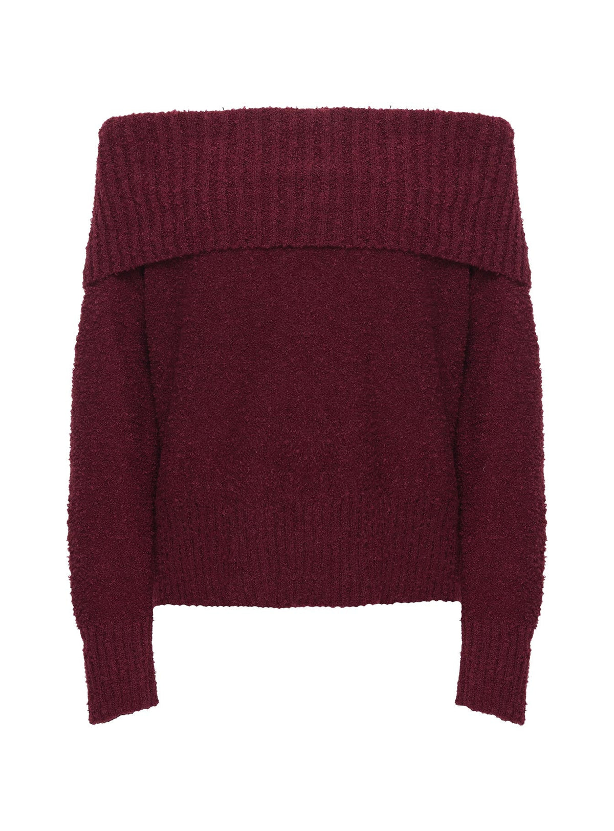 Parkley Boucle Off The Shoulder Sweater Burgundy