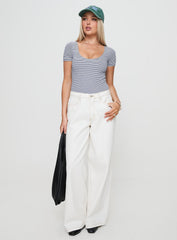 Brynne Bodysuit White / Navy Stripe