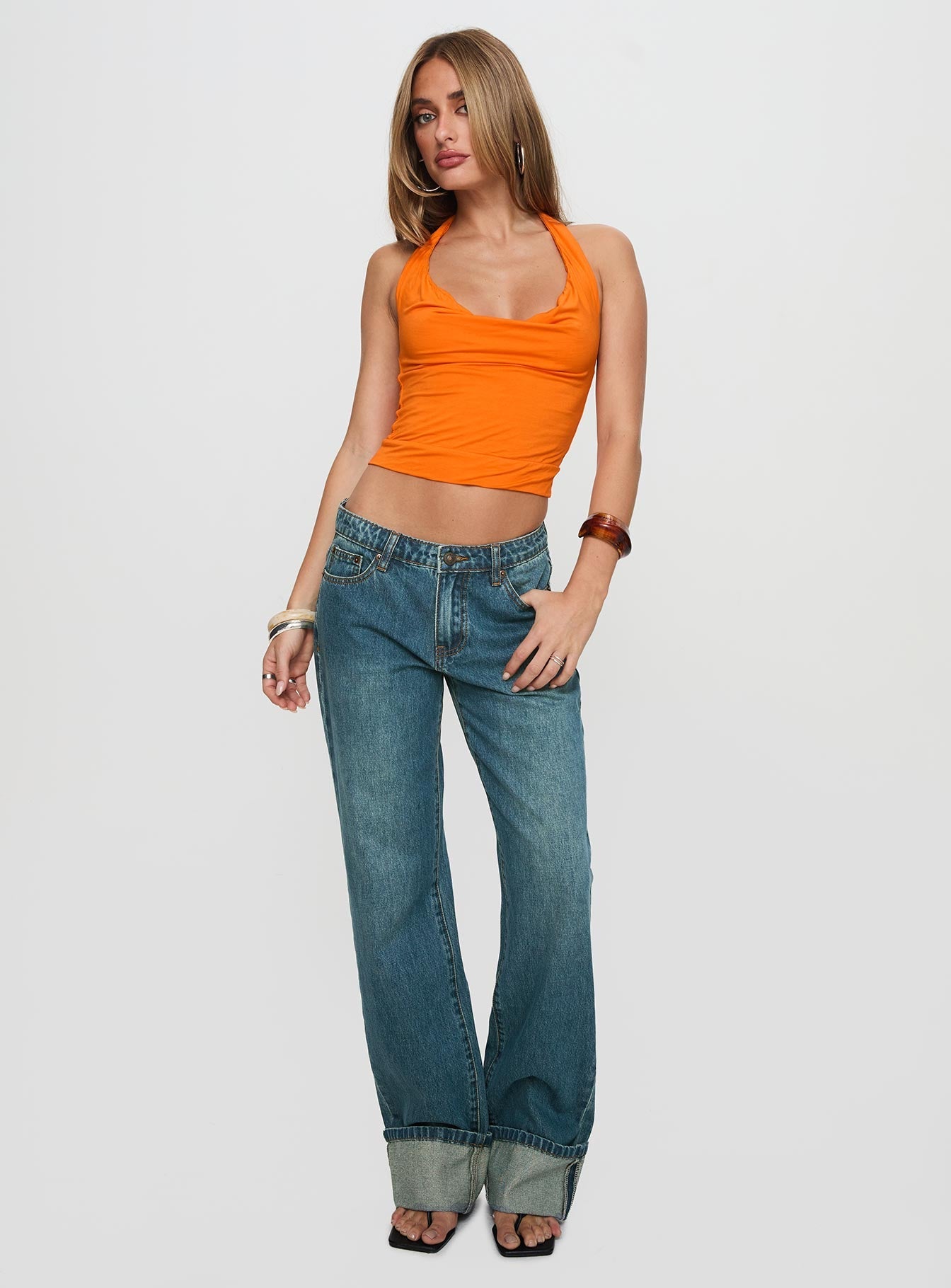 Toros Mid Rise Denim Jeans Mid Blue