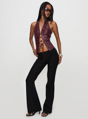 I've Been There Faux Leather Halter Top Red