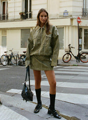 Tanza Faux Leather Mini Skirt Green
