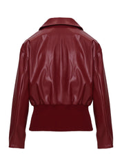 Radio On Blast Faux Leather Bomber Jacket Red