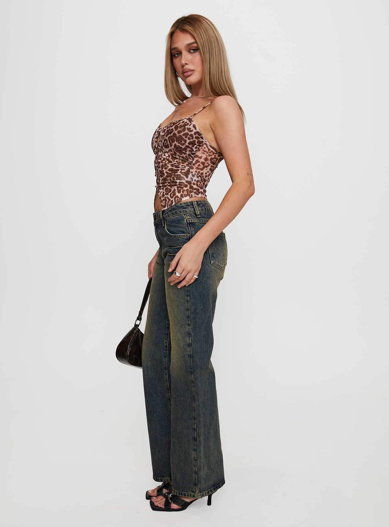 Inverness Pinched Detail Wide Leg Jean Tea