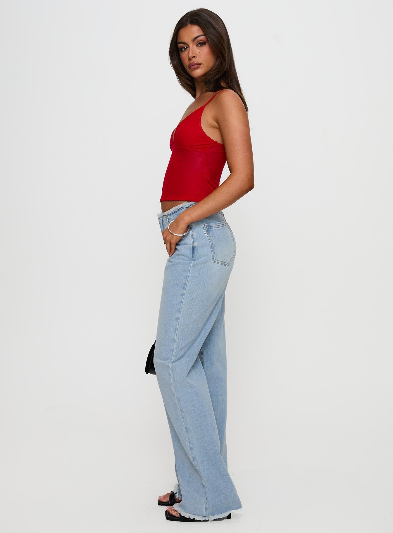 Hawke Frayed Jeans Mid Blue