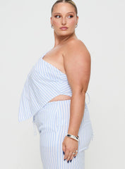 Collied Asymmetric Top Blue / White Stripe Curve