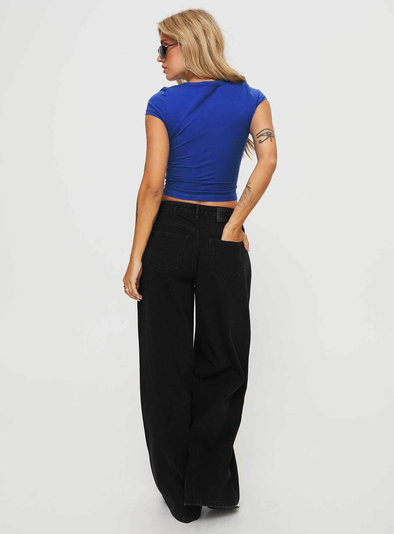 Naylor Wide Leg Jeans Washed Black Denim Tall
