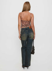 Inverness Pinched Detail Wide Leg Jean Tea