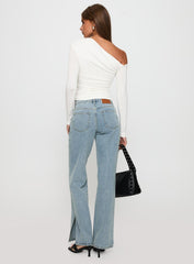White Mustang Side Split Jean Light Blue