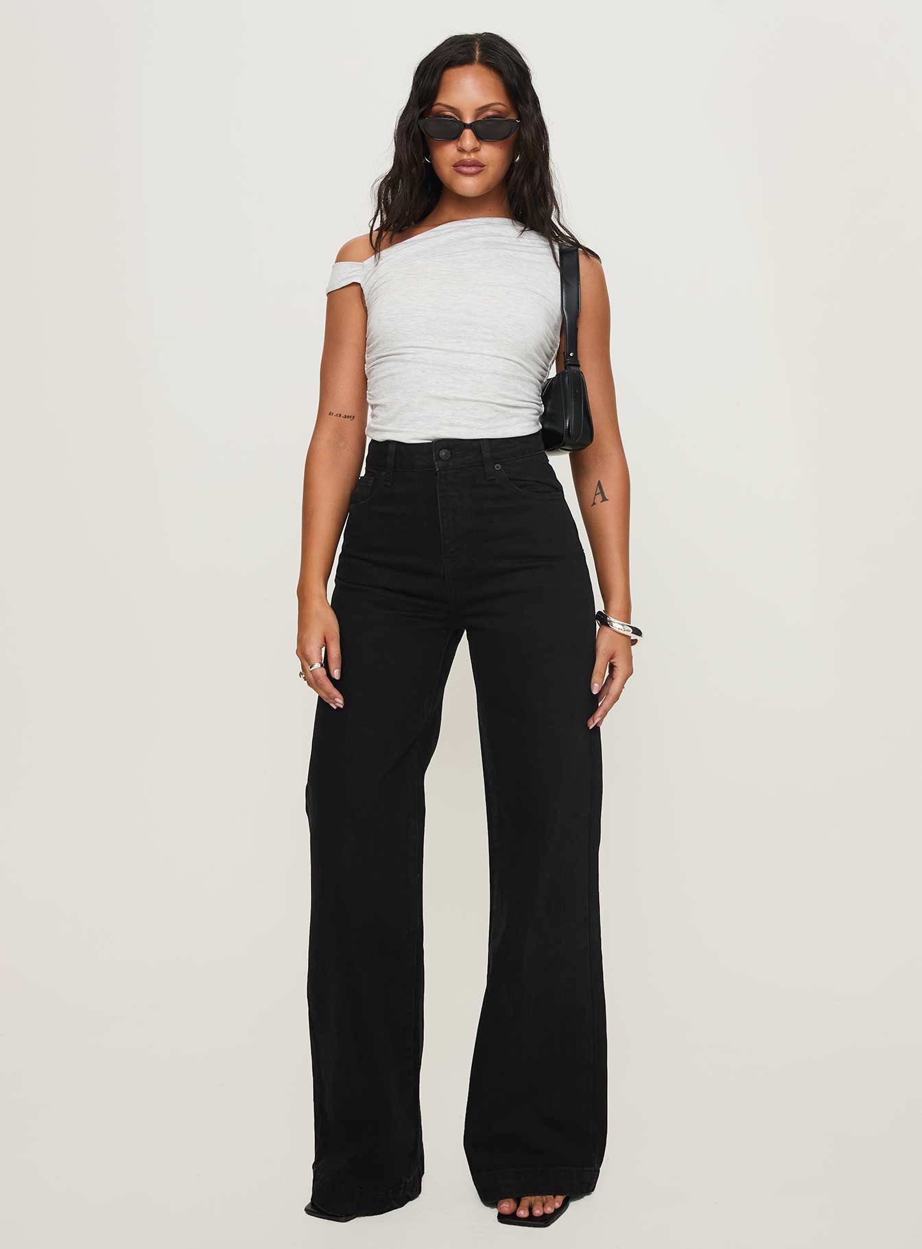 Goldie High Wide Jean True Black