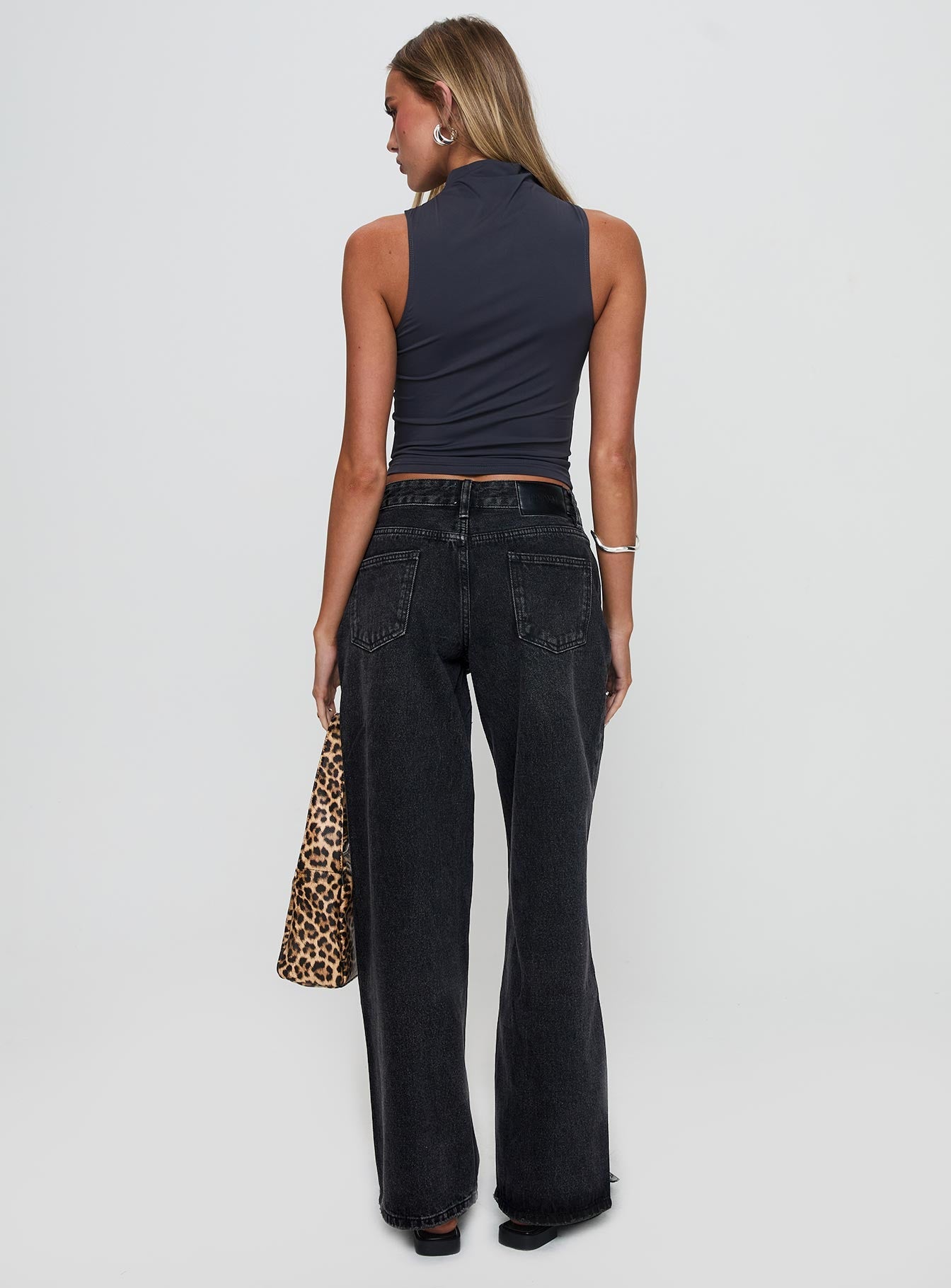 Serenitia Mid Rise Relaxed Jeans Washed Black Tall