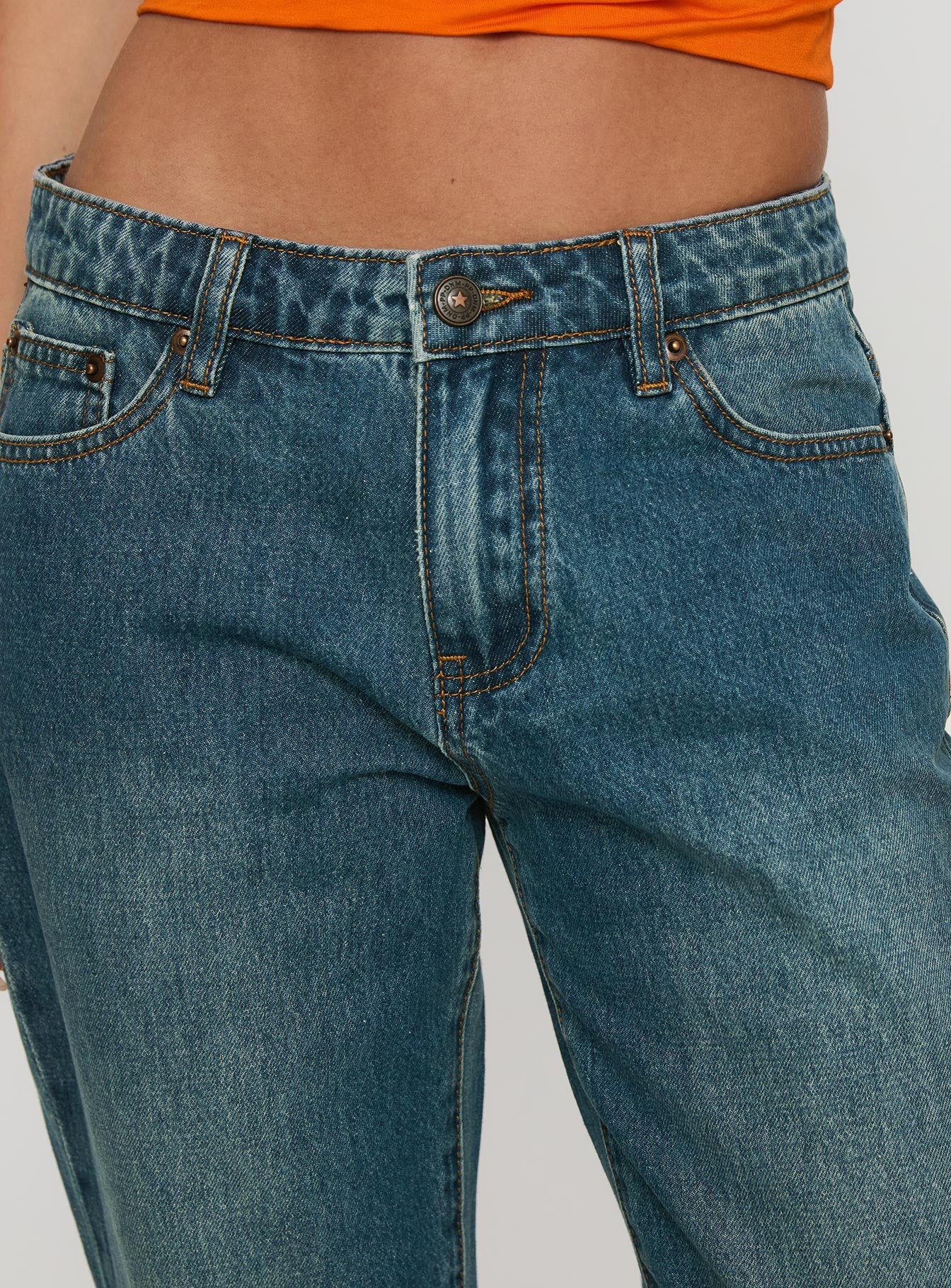 Toros Mid Rise Denim Jeans Mid Blue