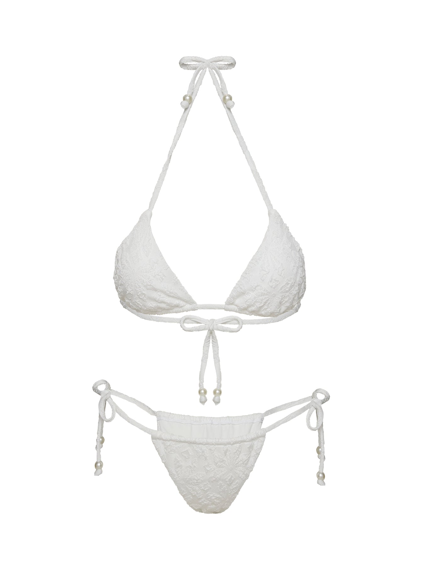 Jenner Tie Side Ruched Bikini Bottom White Flower